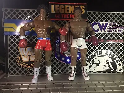 CUSTOM  WRESTLING  Boxing Rocky Jakks  MUHAMMAD ALI  George Foreman FIGURE • $180