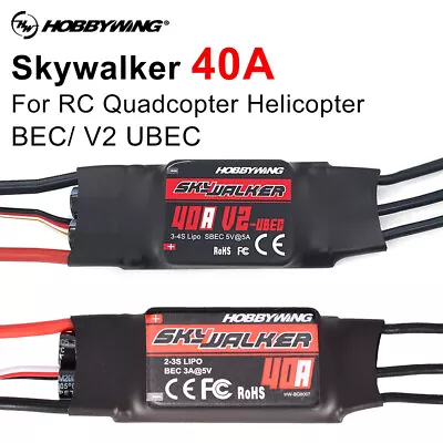Hobbywing Brushless ESC 40A V2 Drone ESC 2-4S With BEC/UBEC For RC Quadcopter • $13.59