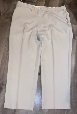 Haggar Cool 18 Gab Classic Fit Flex Waist Pleated Men's Pants Khaki 44x29” Ins • $21.21