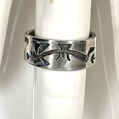 Vintage Native American Hopi Sterling Silver Kachina Band Ring Size 6.25 • $48