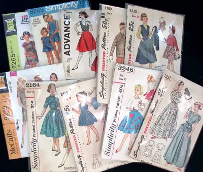 $19.95 • Buy Lot Of 10 Vintage SEWING PATTERNS 1940s To 70s Simplicity KIds Lot #KA8 Sz 12