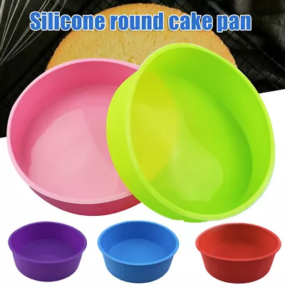 4/6/8 Inch Silicone Round Cake Pan Tins Non-stick Baking Tray Bakeware Mould DIY • $10.59