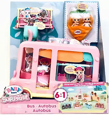 $47.59 • Buy Zapf Creation MGA Baby Born Surprise 6 In 1 Playground On The Go Bus With Twins