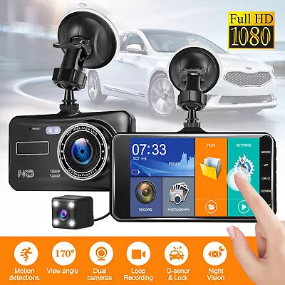 4  Touch Screen Dash Cam 1080P Dual Lens Car DVR Recorder Front And Rear Camera • $20.75