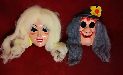 Rare Vintage Ben Cooper Halloween Mask Lot Blonde Yarn Hair Barbie Grey Witch  • $75