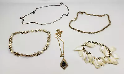 Vintage Costume Jewelry Lot Of 5 Items Necklace Bracelet Gold Tone 60's To 80's • $25