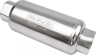 Proflow Fuel Filter Inline Mount Billet Aluminium Silver Anodised 100 Microns 90 • $120.10