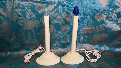 Vintage Pair Of Lighted Christmas Electric Drip Candelabra Clear & Blue Bulb • $12