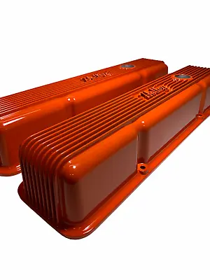 Small Block Chevy Vintage Finned Valve Cover 241-240 Orange • $360