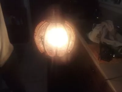 16  Hanging Swag Lamp Amber CrackleGlass Globe Light Fixture Looks Like Pumkin • $200