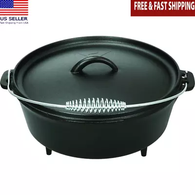 Stovetop Cast Iron Dutch Oven W/ Spiral Bail Handle Rust Resistant Kitchen 5 Qt • $28.39