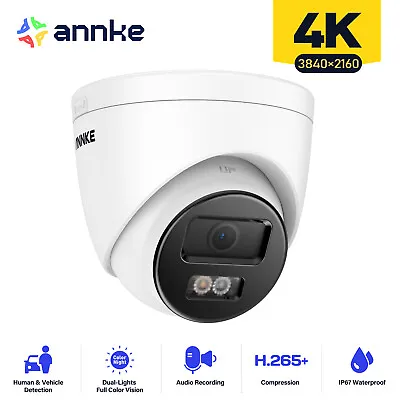 ANNKE 4K 8MP CCTV IP Camera Audio Mic Colorvu POE Security AI Human Detection  • £55.99