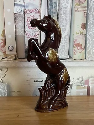 Vintage Brown Porcelain Ceramic Rearing Horse • £8