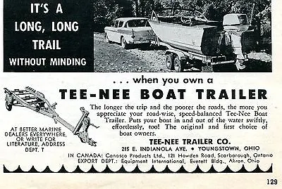 1960 Tee Nee Boat Trailer Print Ad Youngstown Ohio • $9.99