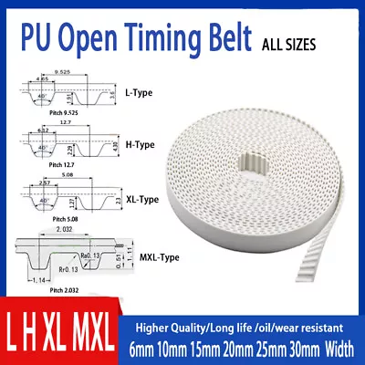 PU Open End Timing Belt L H XL MXL For 3D Printer CNC / Step Motor 6-30mm Width • $1.99