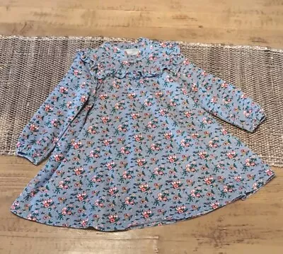 Toddler Girl 2-3 Years Mini Boden Blue/Gray Floral Print Long Sleeve Dress • $8.75