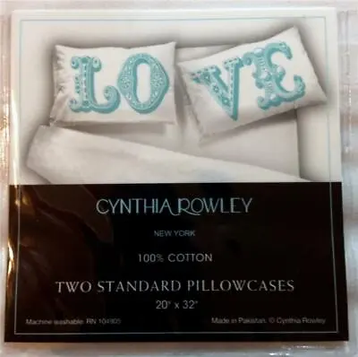 Cynthia Rowley 2 Standard White Pillowcases Sentiments Love Wedding Gift.. UPICK • £15.37