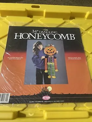 Vintage Halloween Pumpkin 34” Dangling Door Wall Decor Honeycomb Decoration  • $17.99