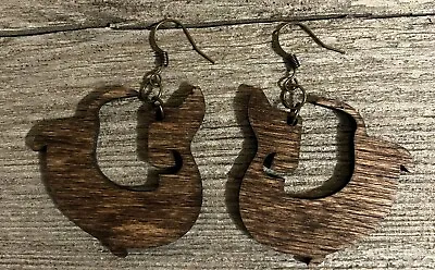 Wood Earrings - 1.75  X 1.69  Dachshund - Mahogany Stain - E004-S3 • $8.99