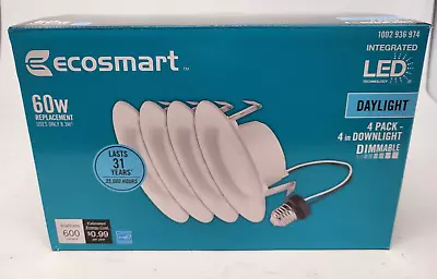 EcoSmart 4 In. White Integrated LED Recessed Trim Daylight (4-Pack) • $21.38