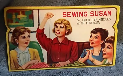 Vintage 1950's  Sewing Susan  Needle Book 50 Needles W/ Threader COMPLETE  • $9