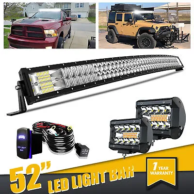 52INCH LED Light Bar Spot Flood Offroad For Jeep Wrangler JK YJ TJ CJ LJ Driving • $109.99