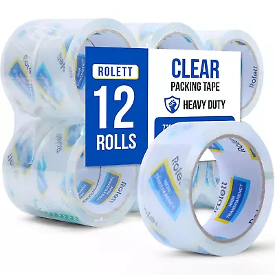 Rolett Packing Tape 12 Rolls Shipping Tape Heavy Duty Packaging Tape 1.88” X & • $14.65