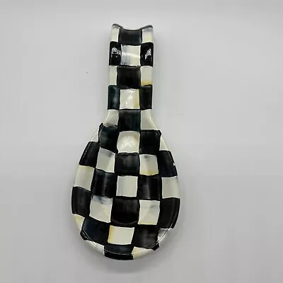 McKenzie Childs Courtly Check Enameled Spoon Rest Black & White Checkered • $49