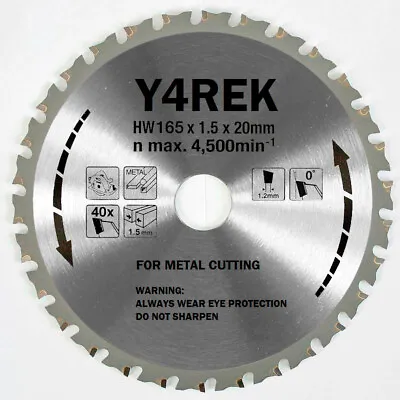 165mm 20mm 40T Metal Steel Cutting TCT Saw Blade  Hilti Makita DeWalt Panasonic • £15.99