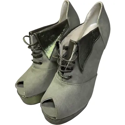 £57.67 • Buy Paige Terry De Havilland Womens Platform Heels Shoes Green Lace Up 4.5 EU 36 New