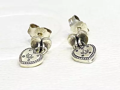 Authentic Pandora Silver Love Locks Heart Drop Dangle Stud Earrings 296575 • $49