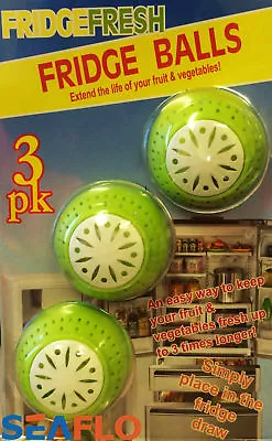 £4.99 • Buy 3 X FRESH FRIDGE BALLS FRESHENER ELIMINATES ODOUR REMOVES SMELLS