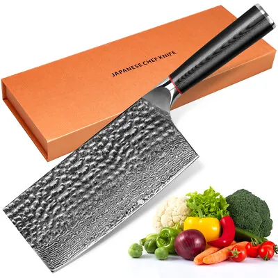 Damascus Steel Chinese Kitchen Knife Meat Knife With Box Chopping Knife Cleaver • $59.99