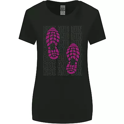 Rise & Run Running Cross Country Marathon Runner Womens Wider Cut T-Shirt • $18.95