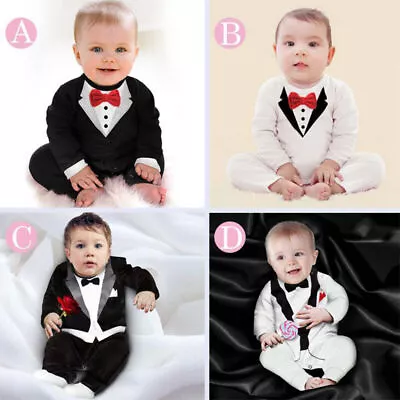 Boy Baby Infants Gentleman Romper 1st Birthday Bodysuit Formal Outfits Party Set • $18.68