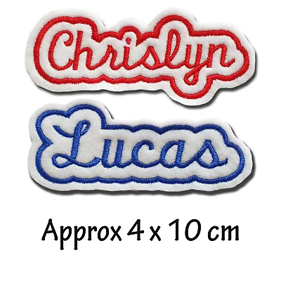 Embroidered Personalised Name Patch Tag Script Handwriting Font 4 Cm X 10 Cm • £3.65