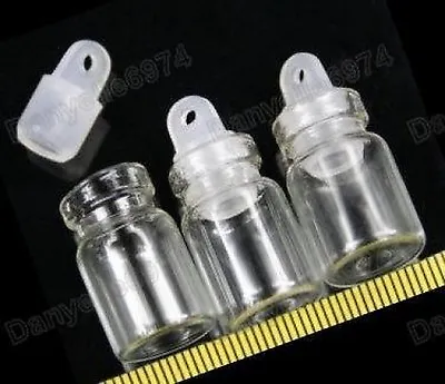 £2.44 • Buy LOT Of MINI Empty GLASS BOTTLES Vial CHARM PENDANT Plug Bung Bottle Charms Vials