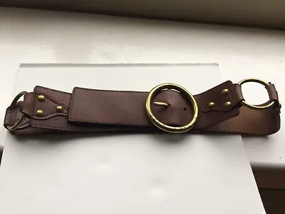 Women’s MICHAEL KORS Brown Leather Belt With 3 Rings & Brass Buckle Size S • $22.99