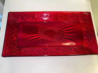 Shannon Crystal By Godinger Dublin Red Crystal Rectangular Tray  • $24.99