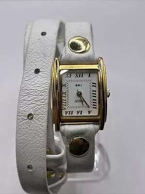 LA MER Collections Women's Double Wrap White Leather Gold Watch- New Battery • $7.65