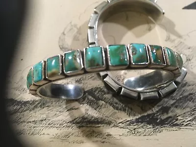 Federico Jimenez Natural Green Turquoise And Sterling Cuff 6 1/4” • £238.41