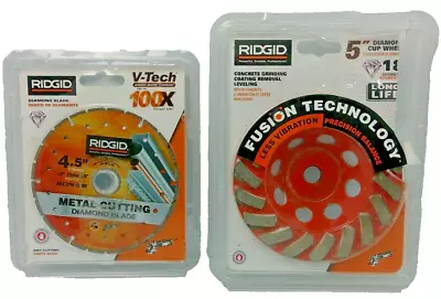 **MIXED LOT** Ridgid Blades 5  Diamond Cup Wheel / 4.5  Metal Cutting Blade • $34.99