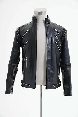 Michael Jackson  Beat It  Black Pleather Jacket Coat Cosplay Costume Halloween • £117.15