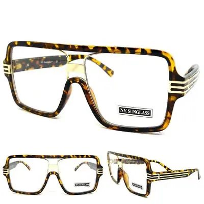 Men's Oversized Retro Hip Hop Rapper Style Clear Lens EYE GLASSES Tortoise Frame • $13.94