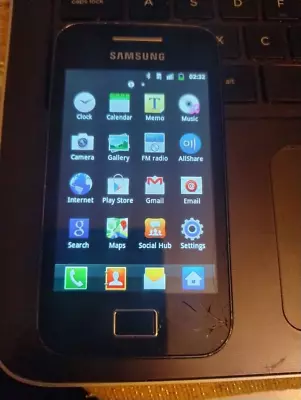 Samsung Galaxy Ace -BLACK-3G-Unlocked Mobile Phone Crack Screen • £5