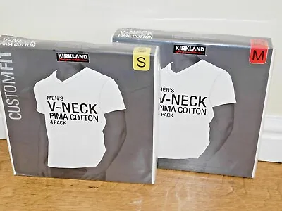 £15.99 • Buy Kirkland Signature Mens V Neck 100% Pima Cotton 4 Pack T Shirts Small / Med BNWT