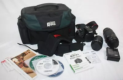 Canon EOS Rebel T3 Digital SLR Camera With EFS 18-55mm & 70-300 Lens Bag Manual • $299