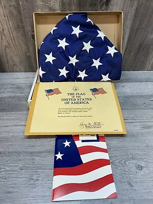 Vintage 3x5 USA Flag Flown Over Capital With Letter Of Certification 2/13/1992 • $39.95