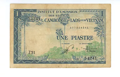 French Indo-china Vietnam Issue 1954 Piastre Mot Dong P-105p-105 • $8