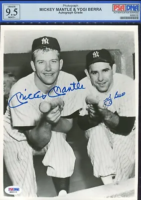 PSA DNA MINT+ 9.5 Yankees 8x10 Photograph MICKEY MANTLE & YOGI BERRA Auto Grade • $998